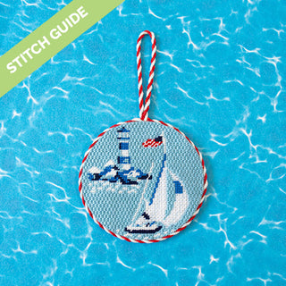 Stitch Guide   Regatta Round   Yacht & Lighthouse Stitch Guides/Charts Needlepoint.Com 
