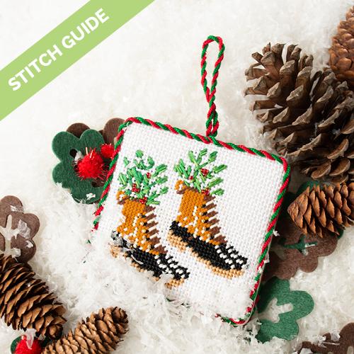 Stitch Guide   Retro Ski Lodge   Bean Boot Stitch Guides/Charts Needlepoint.Com 
