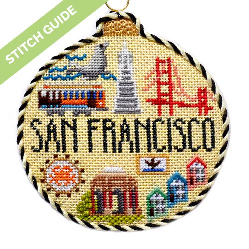 Stitch Guide - San Francisco Travel Round Stitch Guides/Charts Needlepoint.Com 