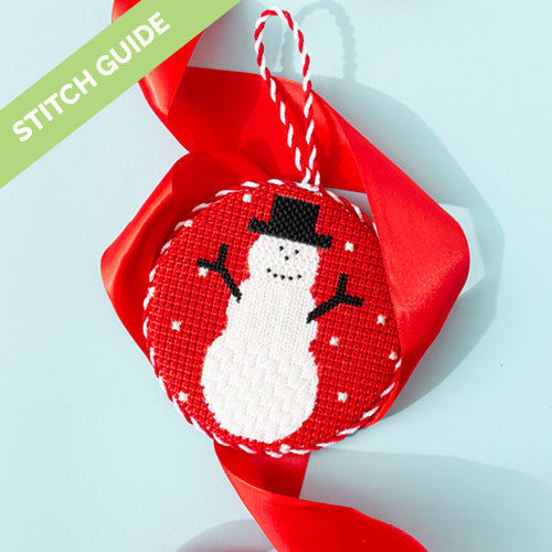 Stitch Guide - Simple Snowman on Red Stitch Guides/Charts Needlepoint.Com 
