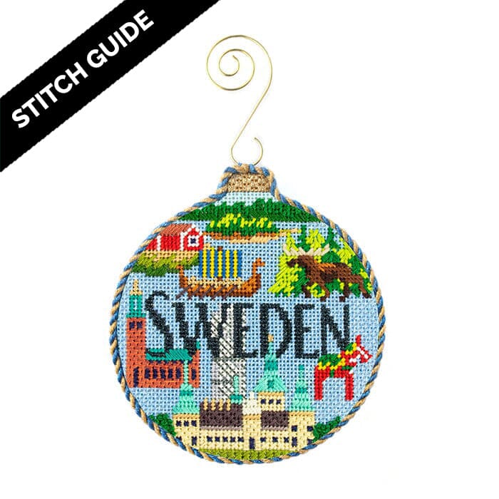 Stitch Guide - Sweden Travel Round Stitch Guides/Charts Needlepoint.Com 