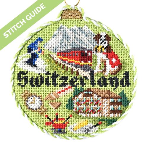 Stitch Guide   Switzerland Travel Round Stitch Guides/Charts Needlepoint.Com 
