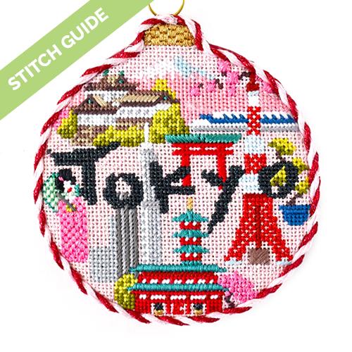 Stitch Guide - Tokyo Travel Round Stitch Guides/Charts Needlepoint.Com 