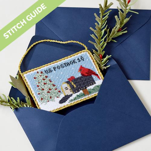 Stitch Guide - Vintage Stamp Collection - Cardinal on Mailbox Stitch Guides/Charts Needlepoint.Com 