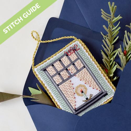 Stitch Guide - Vintage Stamp Collection - Window with Candle Stitch Guides/Charts Needlepoint.Com 