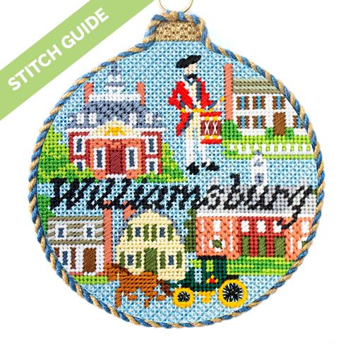 Stitch Guide   Williamsburg Travel Round Stitch Guides/Charts Needlepoint.Com 

