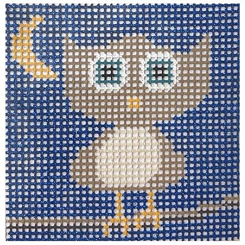 Stitchin' Littles   Hootie Painted Canvas Purple Palm Designs 
