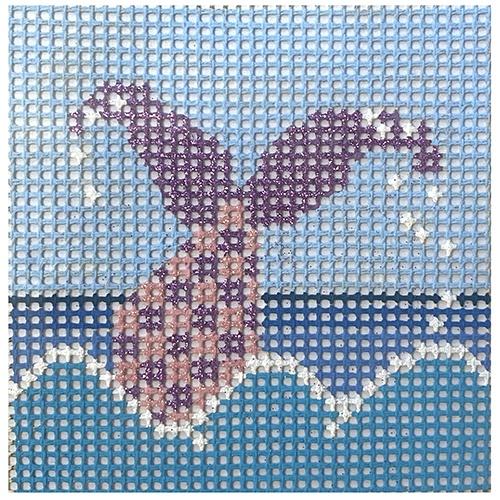 Stitchin' Littles   Mermaid Splash Painted Canvas Purple Palm Designs 
