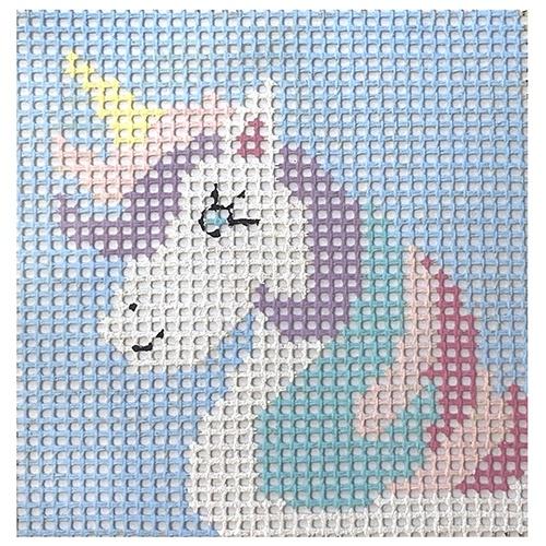 Stitchin' Littles   Pretty Unicorn Painted Canvas Purple Palm Designs 
