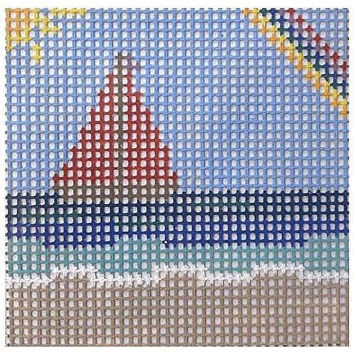 Stitchin' Littles   Sunny Sail Painted Canvas Purple Palm Designs 
