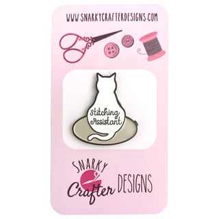 Stitching Assistant Kitty Needleminder Accessories Snarky Crafter Designs White 
