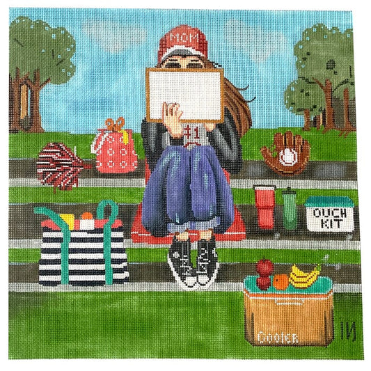 Stitching Girl Baseball Mom Painted Canvas Alice Peterson Company 