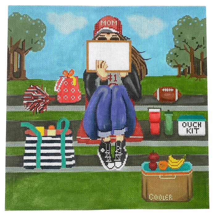 Stitching Girl Football Mom Painted Canvas Alice Peterson Company  - 1