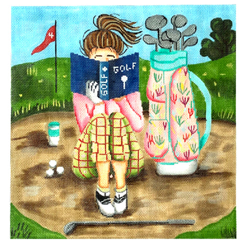 Stitching Girl   Golf Painted Canvas Gayla Elliott 
