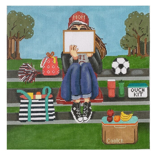 Stitching Girl Soccer Mom Painted Canvas Alice Peterson Company 