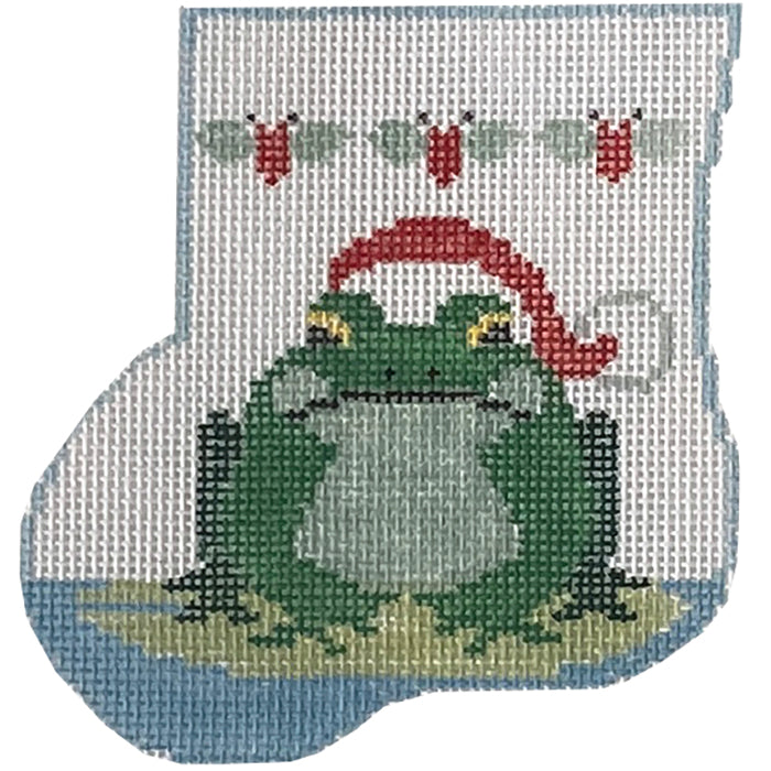 Stocking Hat Frog with Frog Insert Painted Canvas Kathy Schenkel Designs  - 1