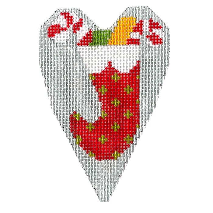 Stocking Heart Painted Canvas NeedleDeeva 