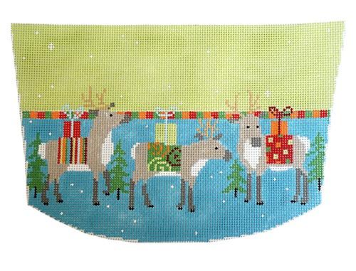 Stocking Top Reindeer Painted Canvas Pippin 