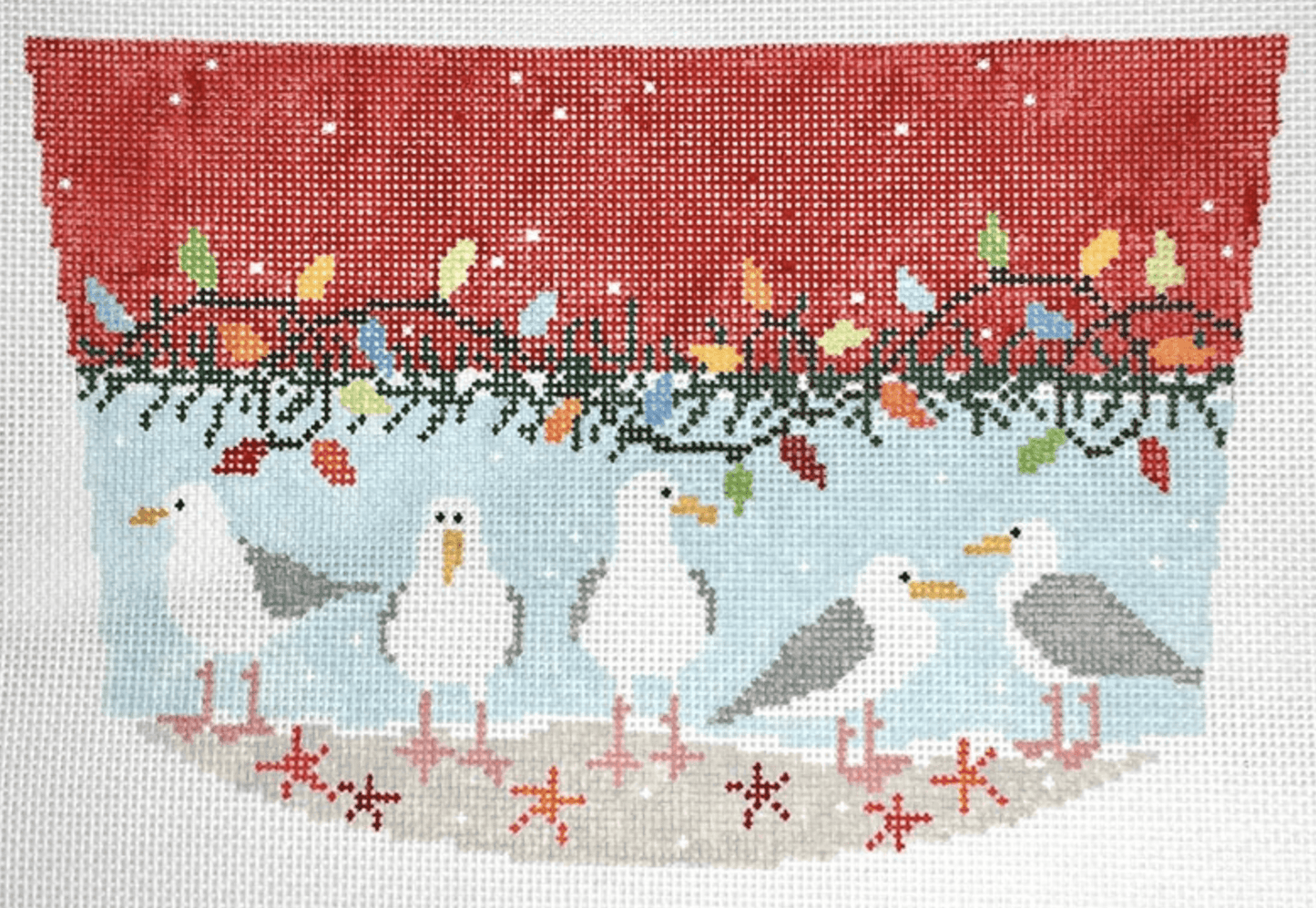 Stocking Top Seagulls Painted Canvas Pippin 