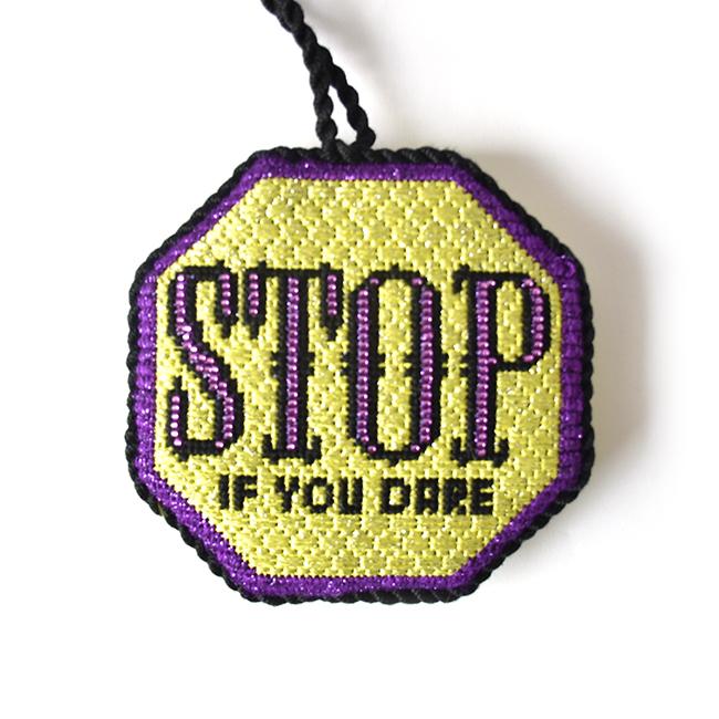 Stop   If you Dare Ornament Painted Canvas Kimberly Ann Needlepoint 
