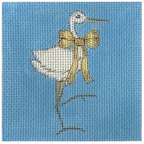 Stork on Blue Square Painted Canvas & More 