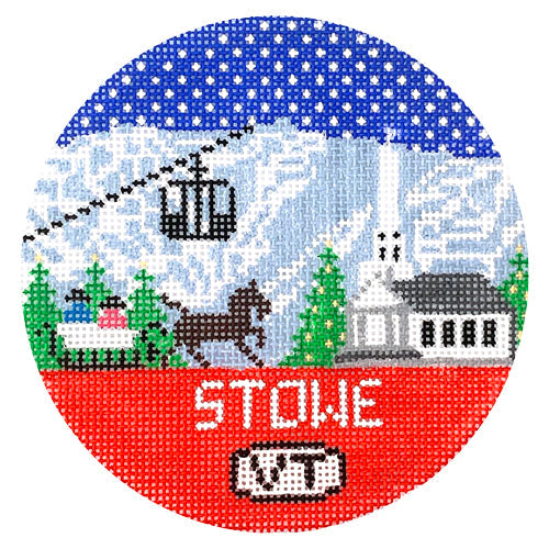 Stowe VT Round Painted Canvas Doolittle Stitchery 