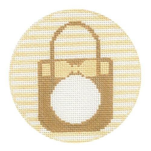 Straw Tote Monogram Round Painted Canvas Rachel Donley 