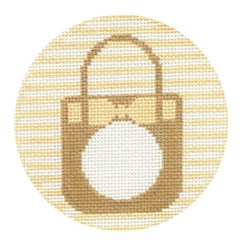 Straw Tote Monogram Round Painted Canvas Rachel Donley  - 1