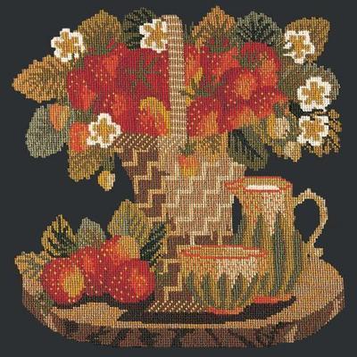 Strawberries Needlepoint Kit Kits Elizabeth Bradley Design Black 