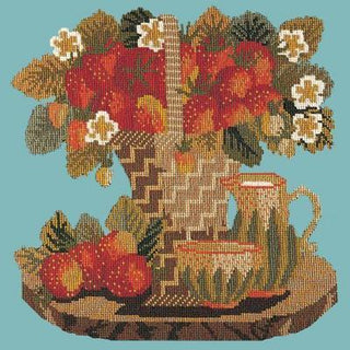 Strawberries Needlepoint Kit Kits Elizabeth Bradley Design Duck Egg Blue 
