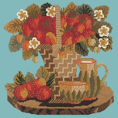 Strawberries Needlepoint Kit Kits Elizabeth Bradley Design Duck Egg Blue 
