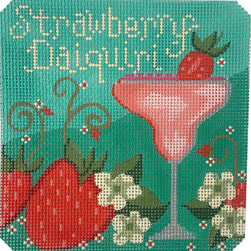 Strawberry Daiquiri Cocktail Painted Canvas Danji Designs 