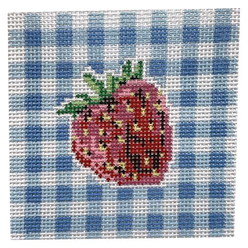 Strawberry on Gingham Painted Canvas KCN Designers  - 1