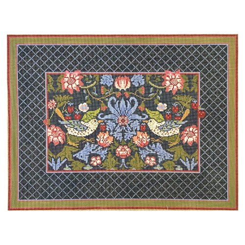 Strawberry Thief Long Pillow Painted Canvas Whimsy & Grace - 1