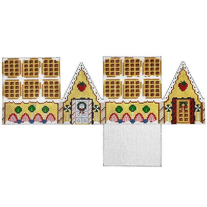Strawberry Waffle 3D Gingerbread House Painted Canvas Susan Roberts Needlepoint Designs Inc. 
