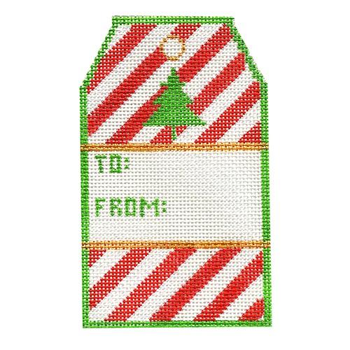 Striped Gift Tag Painted Canvas The Meredith Collection  - 1