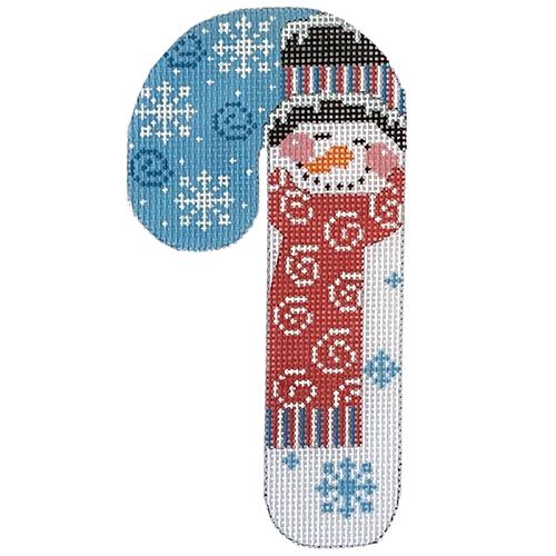 Striped Hat Snowman Candy Cane Painted Canvas Danji Designs  - 1