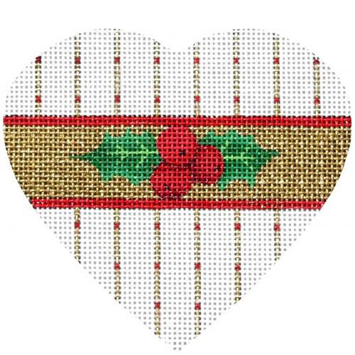 Striped Holly Heart Painted Canvas Melissa Shirley Designs 
