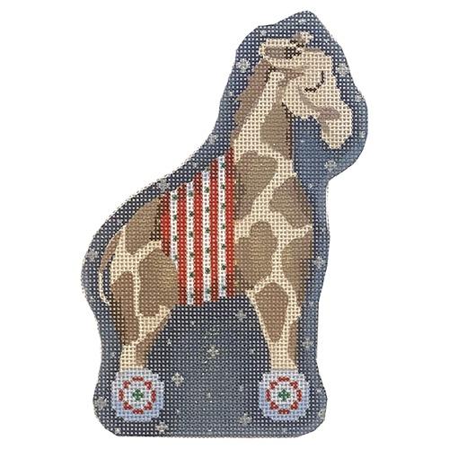 Stripes Giraffe on Wheels Painted Canvas Associated Talents  - 1