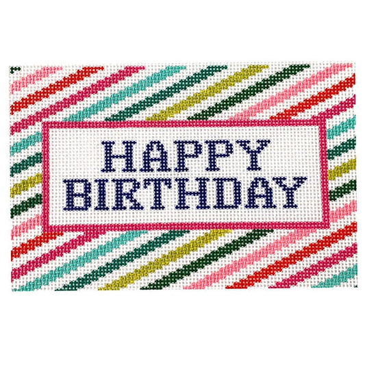 Stripes Happy Birthday Painted Canvas Initial K Studio 