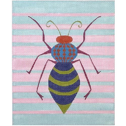 Stripey Spider on Pattern Painted Canvas Zecca 