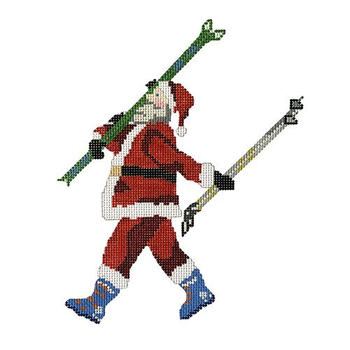 Strolling Skier Santa Painted Canvas PIP & Roo  - 1