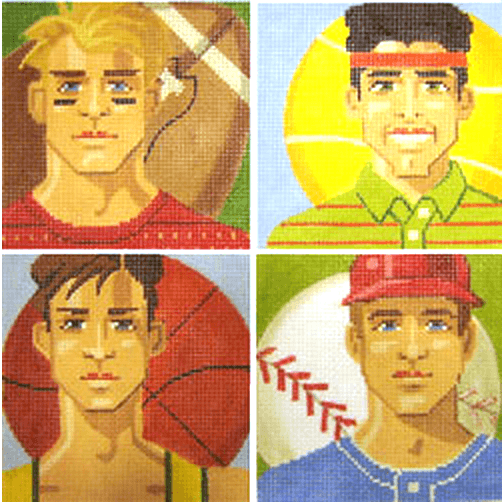Studs Coasters Painted Canvas Labors of Love Needlepoint  - 1