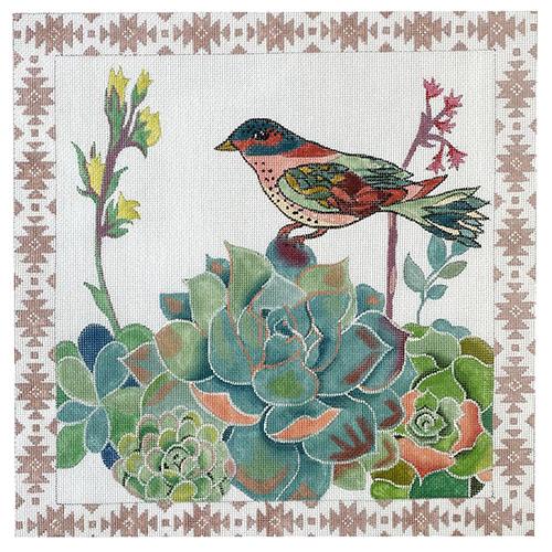 Succulents with Bird Painted Canvas Love You More 