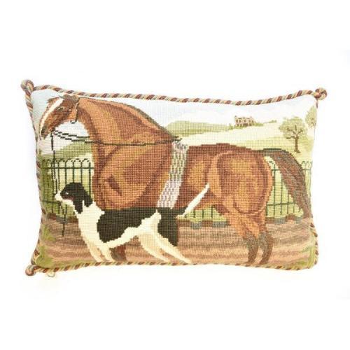 Suffolk Punch and a Hound Needlepoint Pillow Kit Kits Elizabeth Bradley Design 