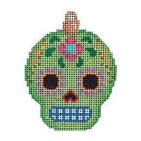 Sugar Skull Ornament Lime Painted Canvas Associated Talents 
