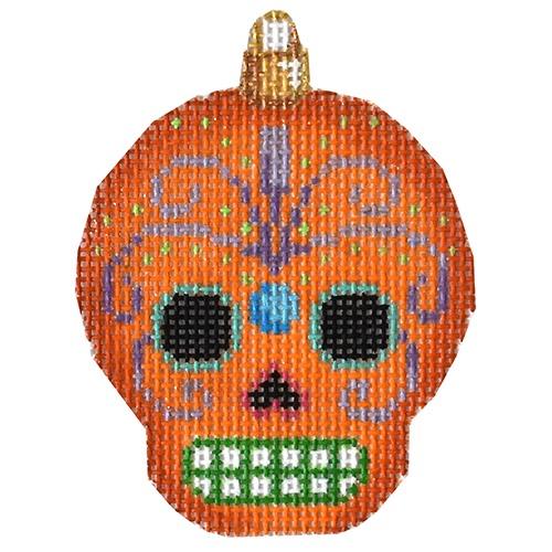 Sugar Skull Ornament - Orange Painted Canvas Associated Talents 