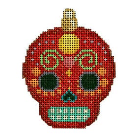 Sugar Skull Ornament Red Painted Canvas Associated Talents 