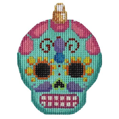 Sugar Skull Ornament - Turquoise Painted Canvas Associated Talents 