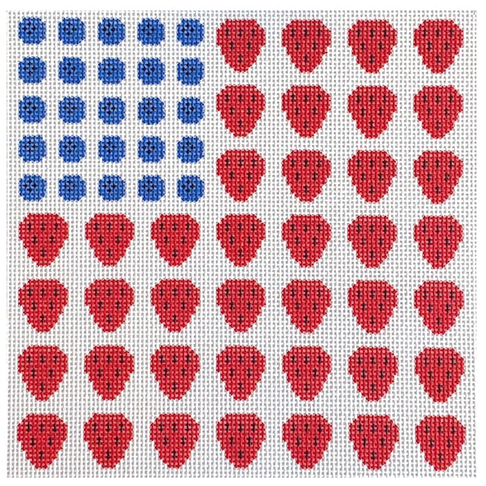 Summer Berries Flag Painted Canvas Love MHB Studio 